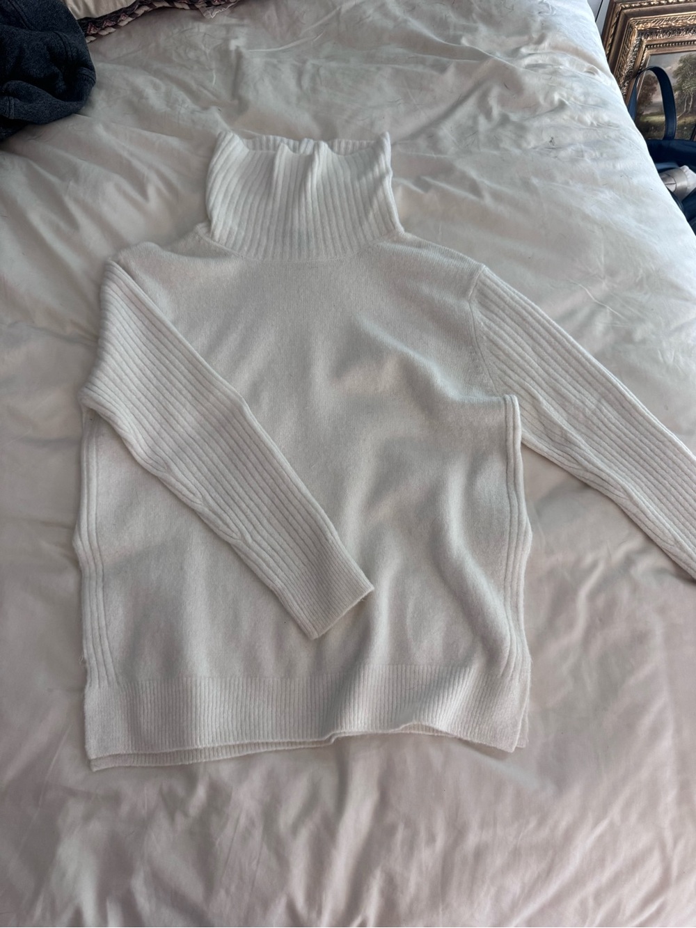 Topshop White Ribbed Turtleneck Sweater
